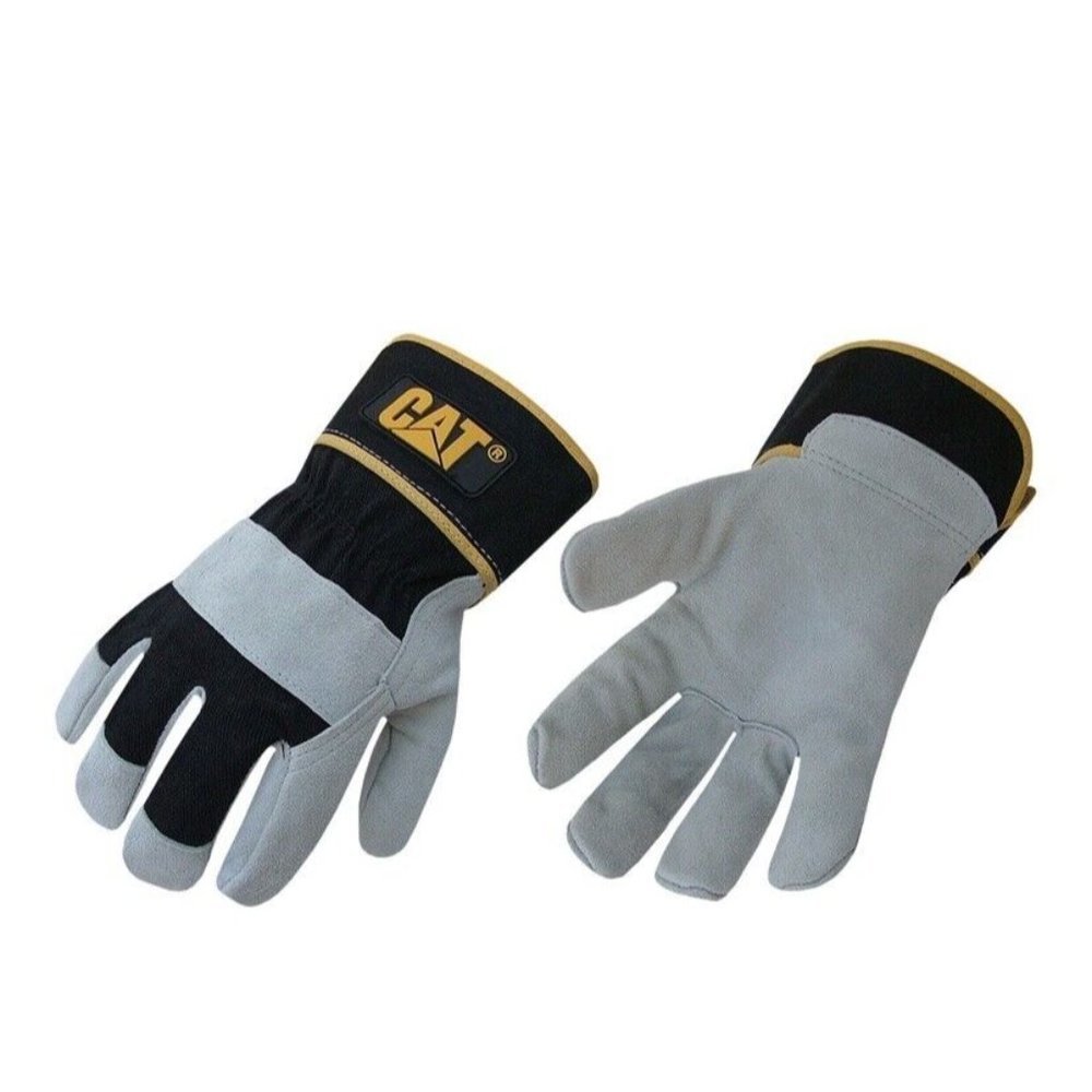 CAT Gray Lined Split Leather Palm Work Gloves Size 9 (Large))